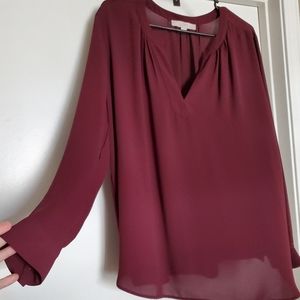 LOFT Long-Sleeve Maroon Tunic
